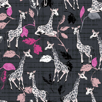 Giraffe Cherokee iFlex Print V Neck Knit Panel Scrub Top CK641 GFML - Scrubs Select
