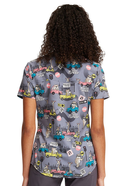 Giraffic Jam Cherokee Print Tuckable V Neck Scrub Top CK664 GFJM - Scrubs Select
