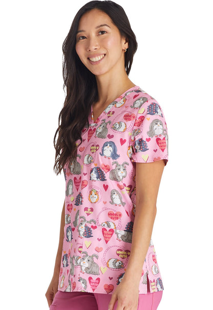 Good Hair Day Cherokee Hamster Print V Neck Scrub Top CK671 GHDY - Scrubs Select