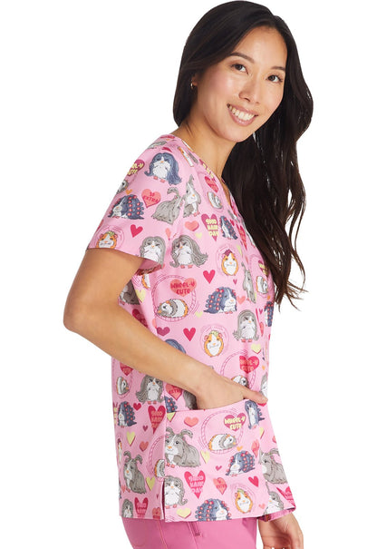 Good Hair Day Cherokee Hamster Print V Neck Scrub Top CK671 GHDY - Scrubs Select