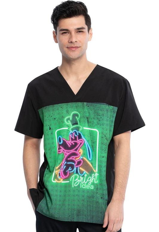 Goofy Cherokee Tooniforms Disney Men's V Neck Scrubs Top TF712 MKFY - Scrubs Select