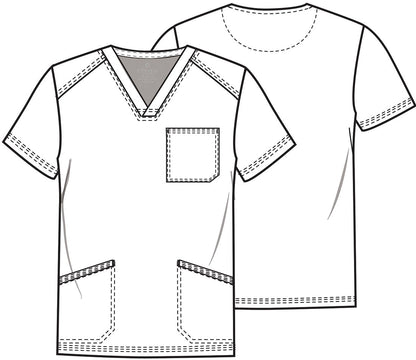 Gradient Grid Cherokee Infinity Print Men's V Neck Scrub Top CK920 GRGI - Scrubs Select