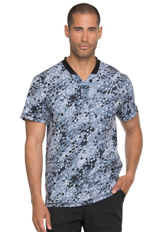 Grid Dickies Print Men's V Neck Scrub Top DK607 GEDG - Scrubs Select