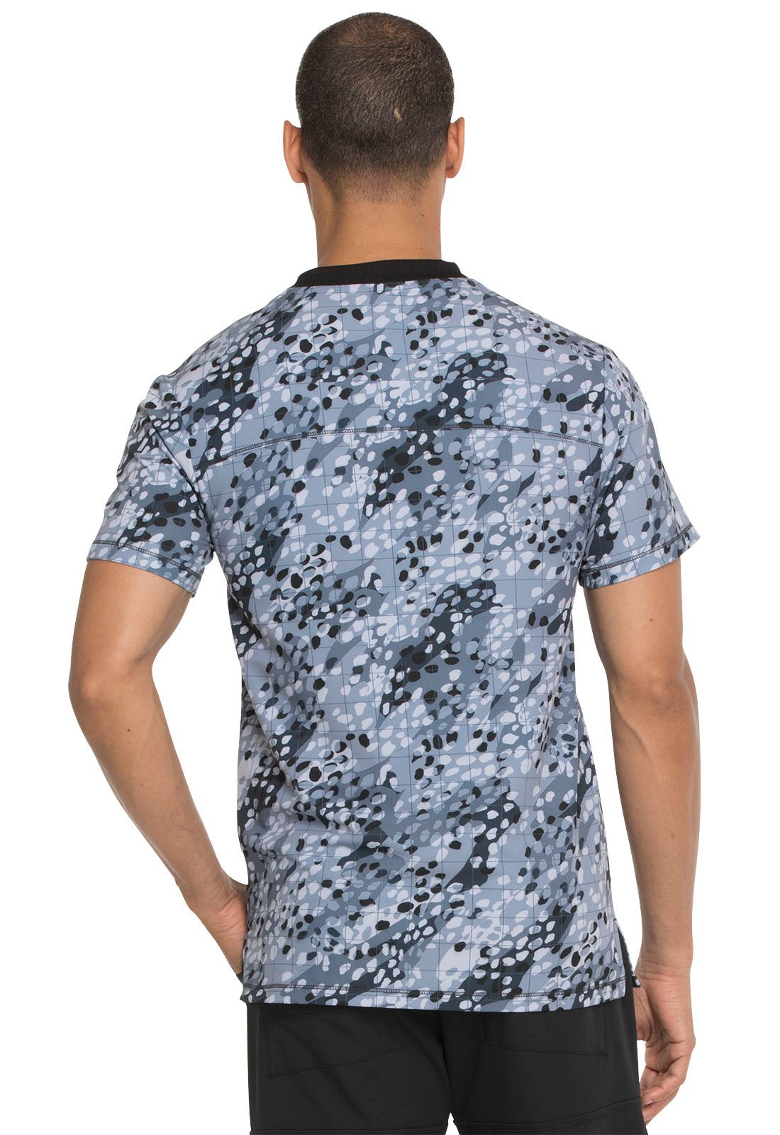 Grid Dickies Print Men's V Neck Scrub Top DK607 GEDG - Scrubs Select
