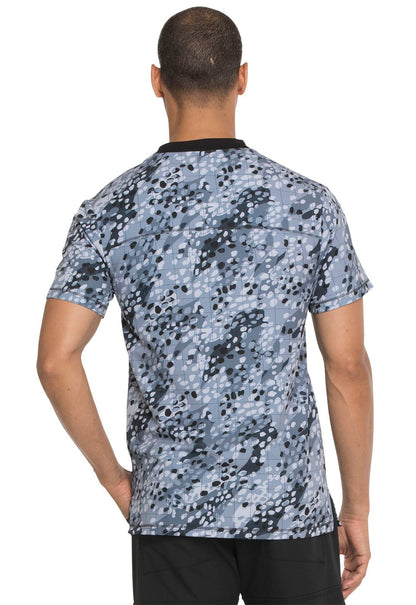 Grid Dickies Print Men's V Neck Scrub Top DK607 GEDG - Scrubs Select