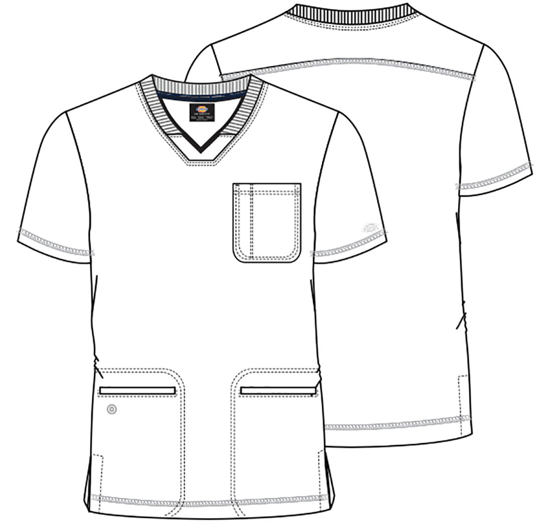 Grid Dickies Print Men's V Neck Scrub Top DK607 GEDG - Scrubs Select
