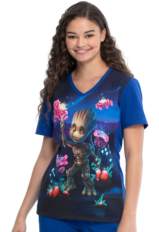 Groot Guardians Of The Galaxy Tooniforms Licensed Marvel V Neck Scrub Top TF627 MAOO - Scrubs Select
