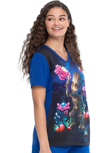 Groot Guardians Of The Galaxy Tooniforms Licensed Marvel V Neck Scrub Top TF627 MAOO - Scrubs Select