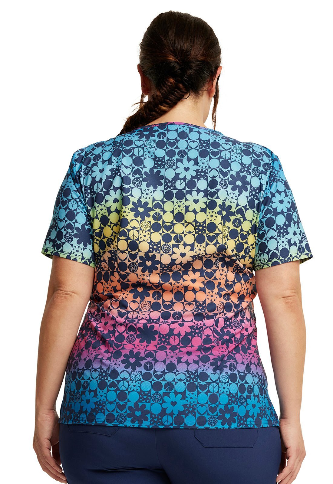 Groovy Gradient Dickies EDS Print V Neck Scrub Top DK853 GVGT - Scrubs Select