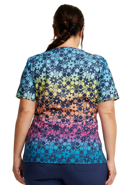Groovy Gradient Dickies EDS Print V Neck Scrub Top DK853 GVGT - Scrubs Select