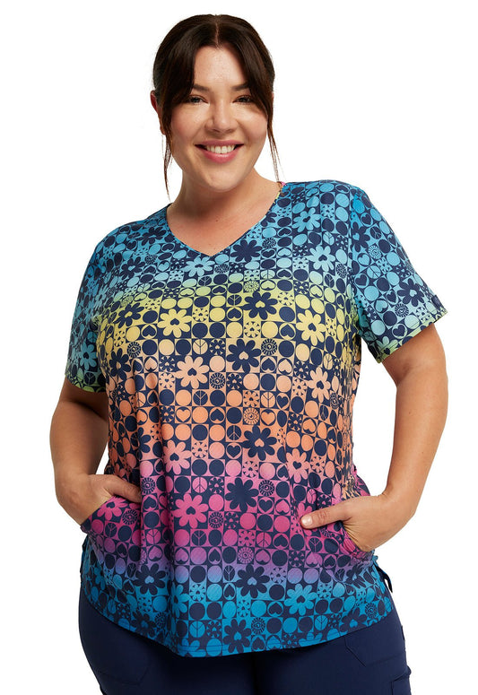 Groovy Gradient Dickies EDS Print V Neck Scrub Top DK853 GVGT - Scrubs Select