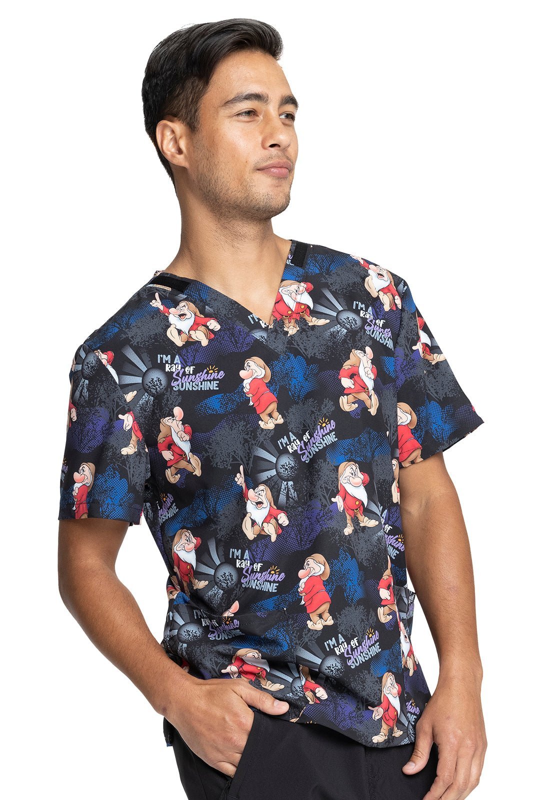 Grumpy Dwarf Tooniforms Disney Unisex V Neck Scrub Top TF728 GURY - Scrubs Select