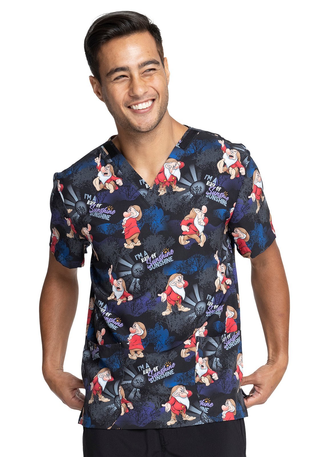 Grumpy Dwarf Tooniforms Disney Unisex V Neck Scrub Top TF728 GURY - Scrubs Select