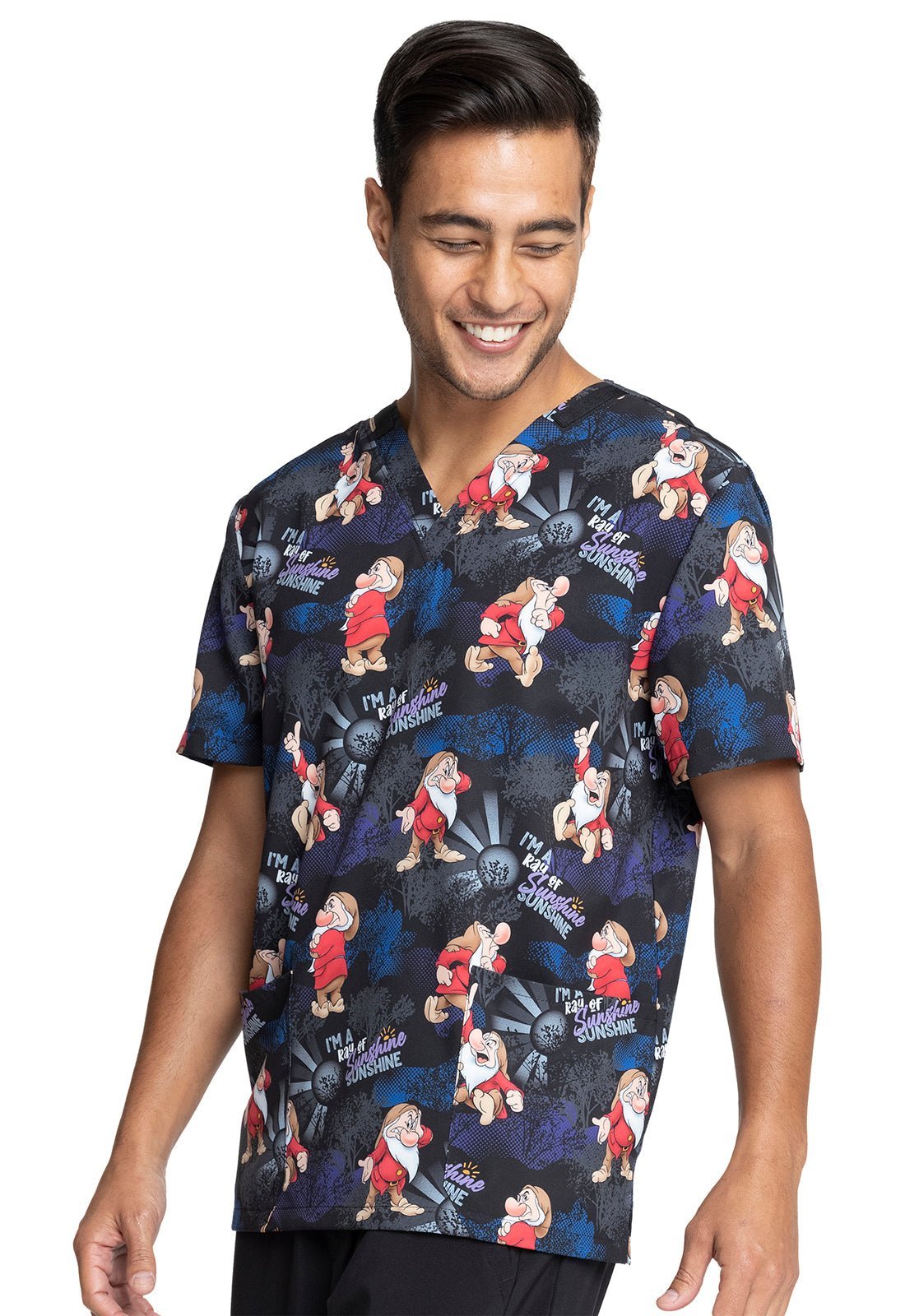 Grumpy Dwarf Tooniforms Disney Unisex V Neck Scrub Top TF728 GURY - Scrubs Select