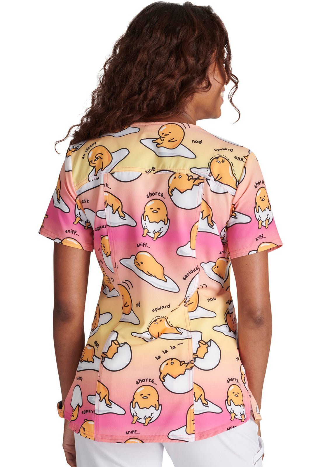 Gudetama Cherokee Tooniforms Sanrio V Neck Scrub Top TF761 UDBT - Scrubs Select