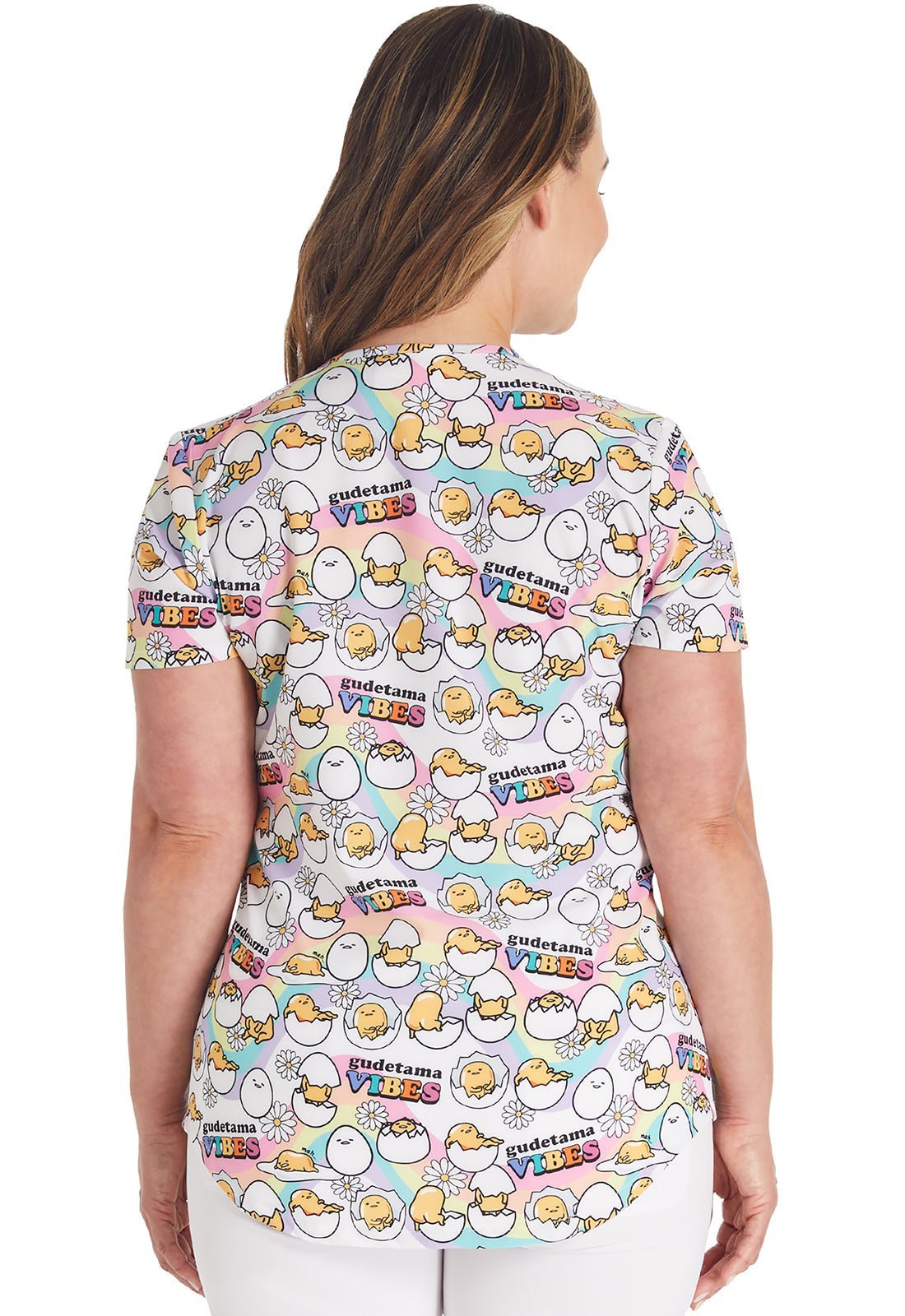 Gudetama Tooniforms Licensed Sanrio V Neck Scrub Top TF737 UDGV - Scrubs Select