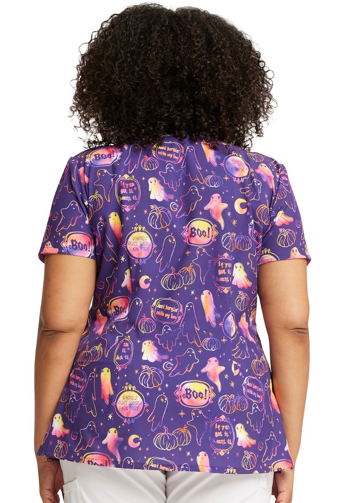 Halloween Dickies EDS Print V Neck Scrub Top DK852 HWMB - Scrubs Select
