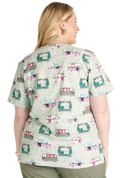 Happy Dog Cherokee Tooniforms Dog Is Good V Neck Scrub Top TF738 OGHC - Scrubs Select