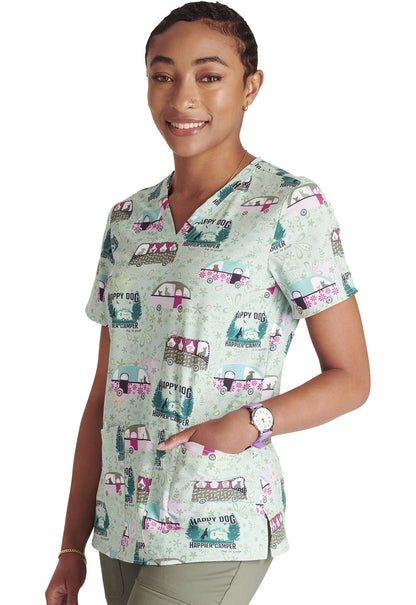 Happy Dog Cherokee Tooniforms Dog Is Good V Neck Scrub Top TF738 OGHC - Scrubs Select
