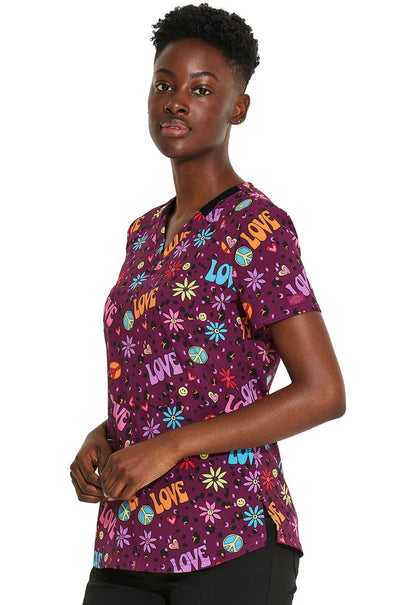 Happy Hippie Dickies Print V Neck Scrub Top DK876 HYHP - Scrubs Select