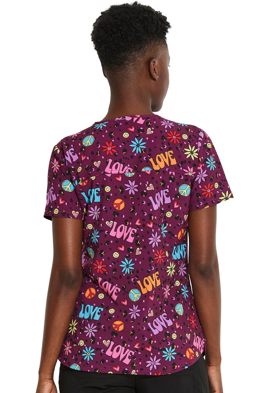 Happy Hippie Dickies Print V Neck Scrub Top DK876 HYHP - Scrubs Select