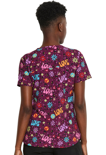 Happy Hippie Dickies Print V Neck Scrub Top DK876 HYHP - Scrubs Select