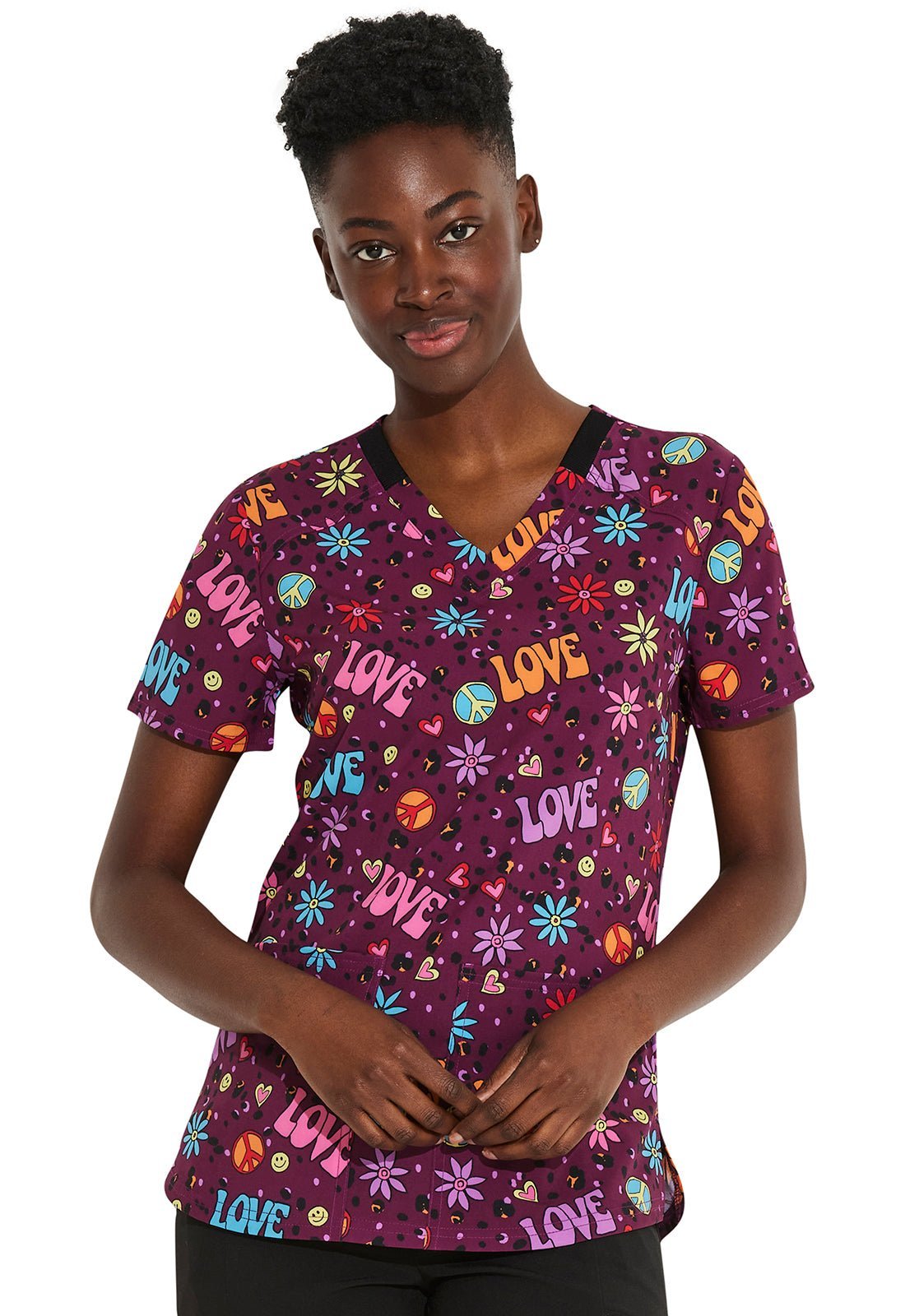 Happy Hippie Dickies Print V Neck Scrub Top DK876 HYHP - Scrubs Select