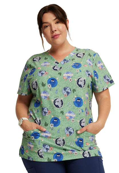 Happy To Be Here Dickies Print EDS V Neck Scrub Top DK717 HTBH - Scrubs Select