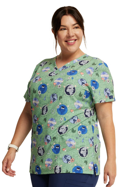 Happy To Be Here Dickies Print EDS V Neck Scrub Top DK717 HTBH - Scrubs Select