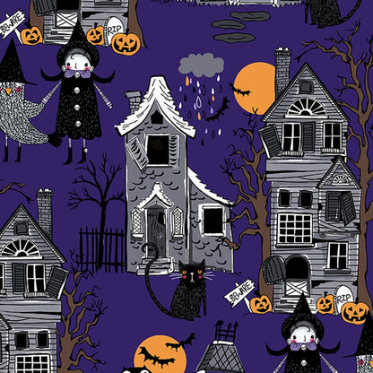 Haunted Halloween Print V Neck Scrub Top CK651 HAUH - Scrubs Select