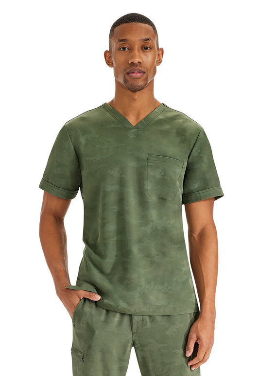 Healing Hands Men's Jack Camo Scrub Top 2360 in Black, Navy, Olive, Pewter - Scrubs Select