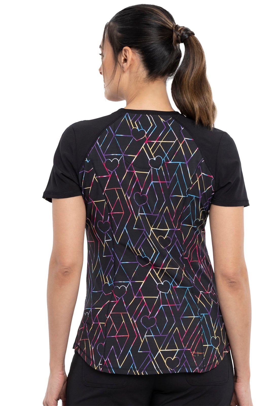 Heart Cherokee Print V Neck Scrub Top CK656 LVLS - Scrubs Select