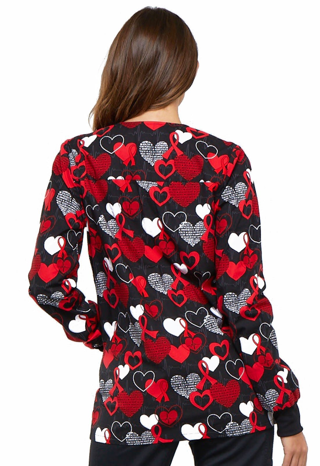 Heart Disease Awareness Cherokee Warm Up Scrub Jacket CK301 HTSM - Scrubs Select