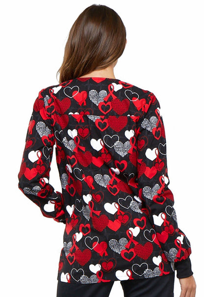 Heart Disease Awareness Cherokee Warm Up Scrub Jacket CK301 HTSM - Scrubs Select
