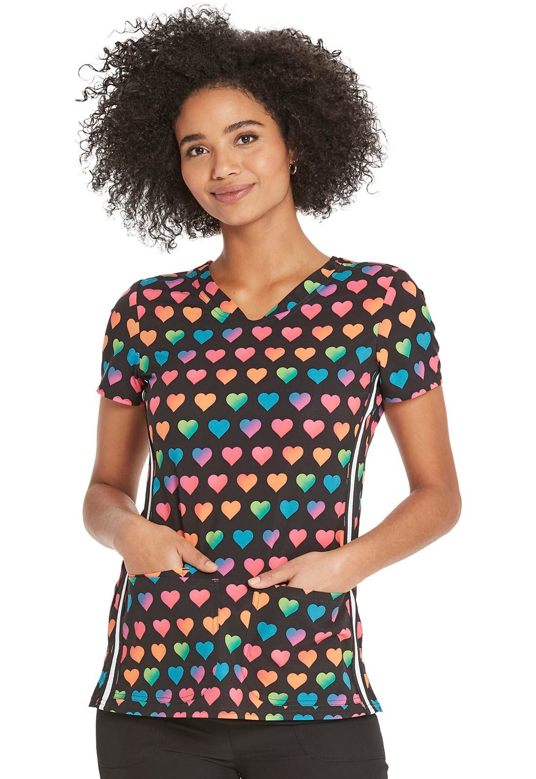 Heart Heartsoul Print V Neck Scrub Top HS720 RALV - Scrubs Select