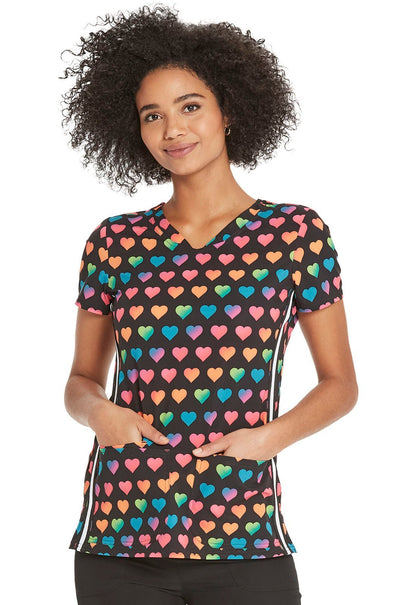 Heart Heartsoul Print V Neck Scrub Top HS720 RALV - Scrubs Select