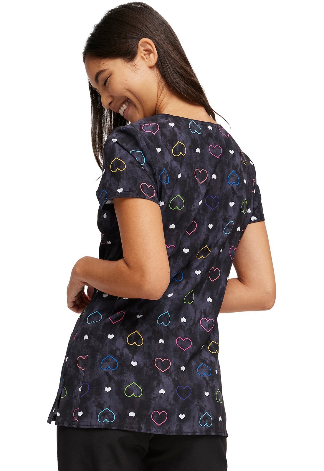 Heart HeartSoul Print V Neck Scrub Top HS723 LVVB - Scrubs Select