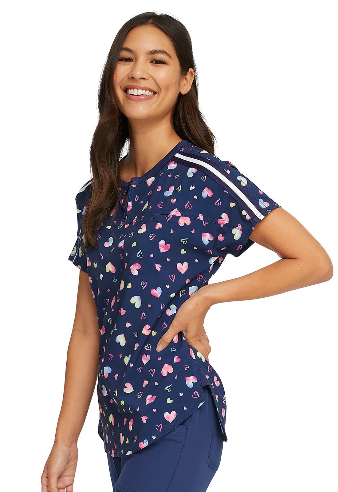 Heart Heartsoul Scrubs Print Round Neck Top HS831 LVAT - Scrubs Select