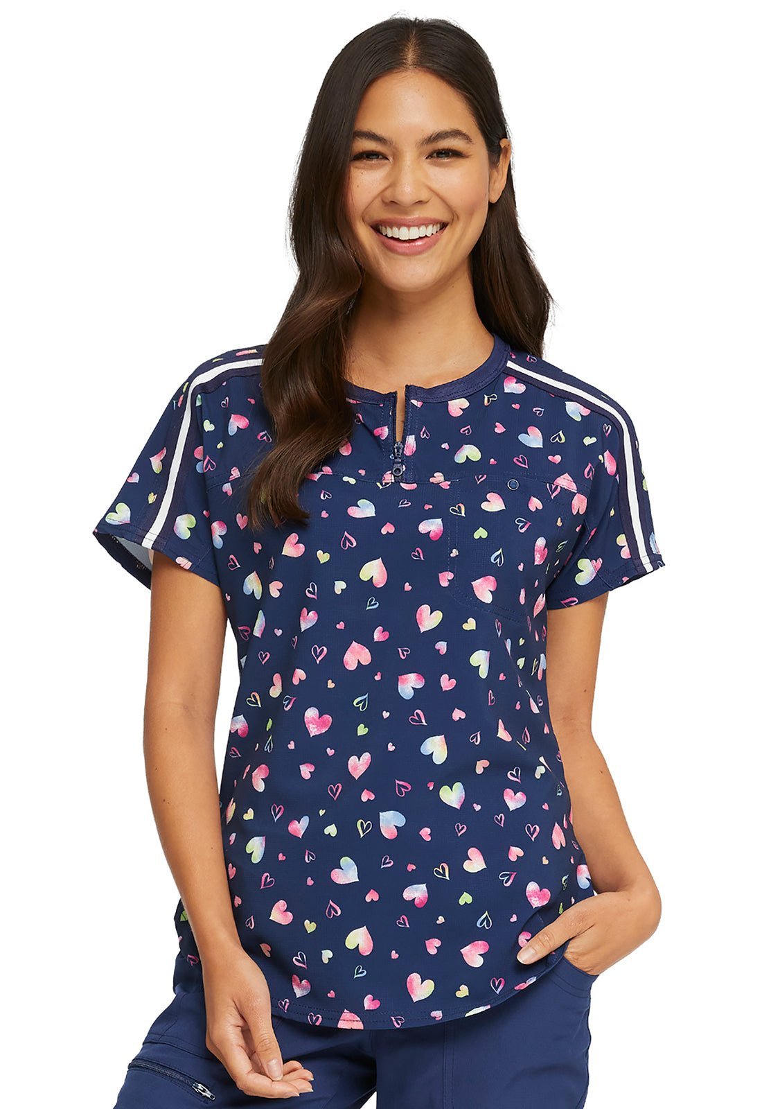 Heart Heartsoul Scrubs Print Round Neck Top HS831 LVAT - Scrubs Select