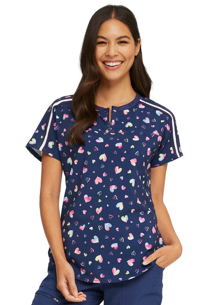 Heart Heartsoul Scrubs Print Round Neck Top HS831 LVAT - Scrubs Select