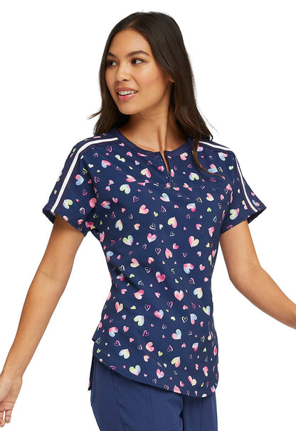 Heart Heartsoul Scrubs Print Round Neck Top HS831 LVAT - Scrubs Select