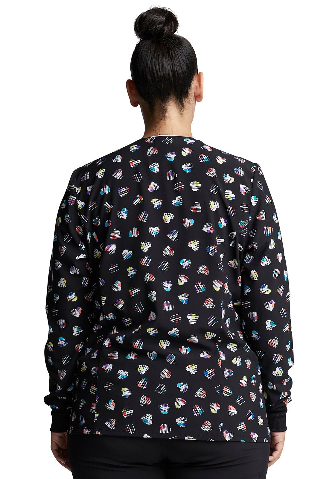 Heart Print Dickies EDS Snap Front Scrub Jacket DK309 LVDT - Scrubs Select