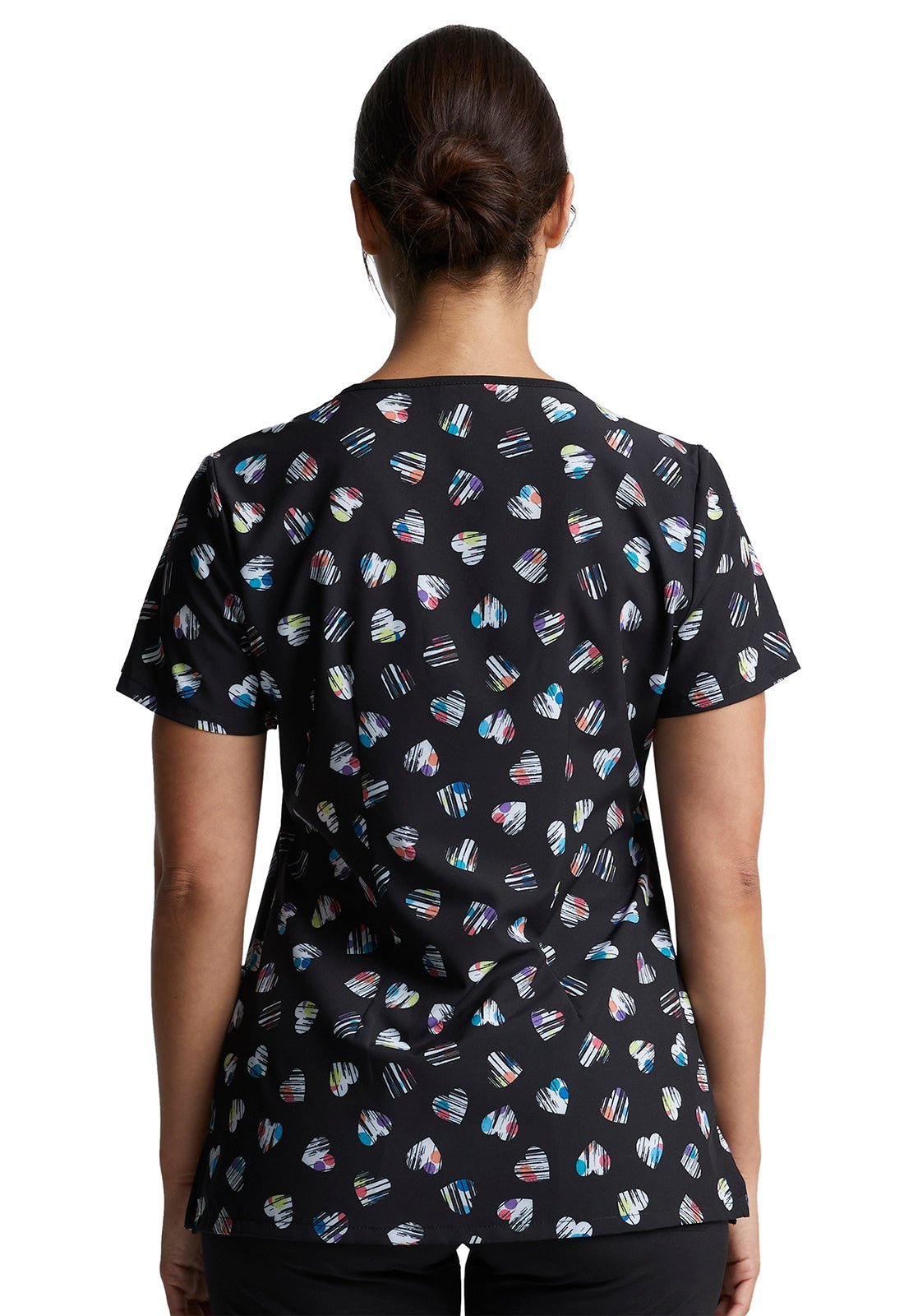Heart Print Dickies EDS V Neck Scrub Top DK718 LVDT - Scrubs Select