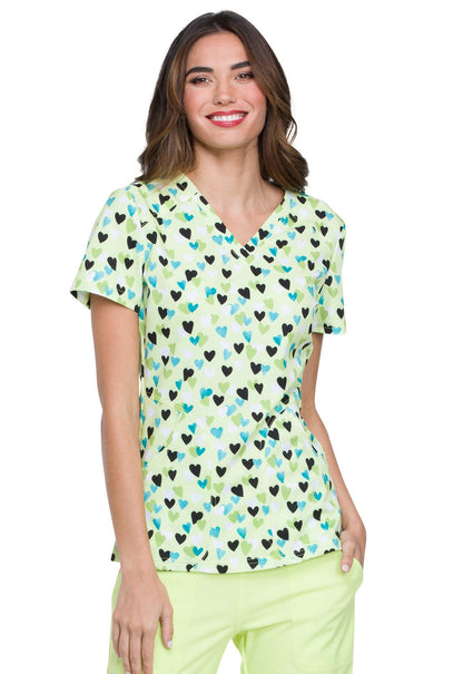 Heart Print ELLE V Neck Scrub Top EL616 HTKS - Scrubs Select