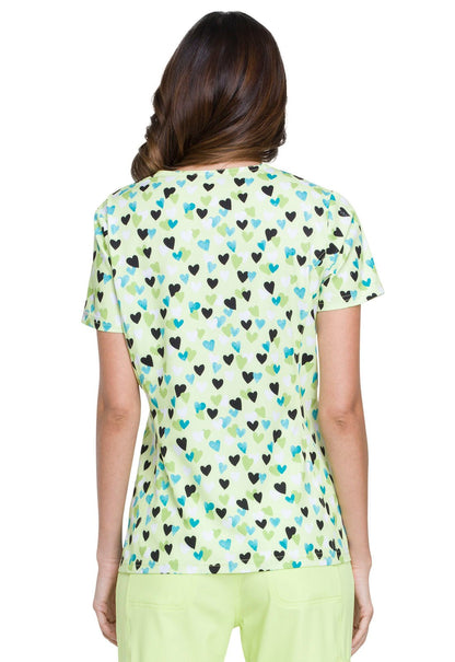 Heart Print ELLE V Neck Scrub Top EL616 HTKS - Scrubs Select