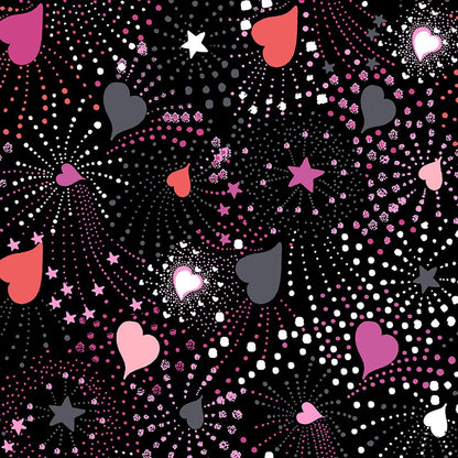 Heart Star Cherokee iflex Print V Neck Knit Panel Scrub Top CK732 BWLV - Scrubs Select