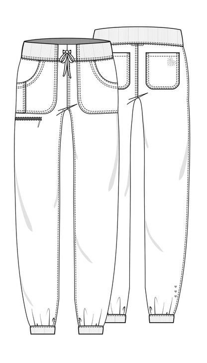 HeartSoul Drawstring Jogger Pant HS030 in Caribbean, Ciel, Eggplant, Flamingo, Kelly Green - Scrubs Select