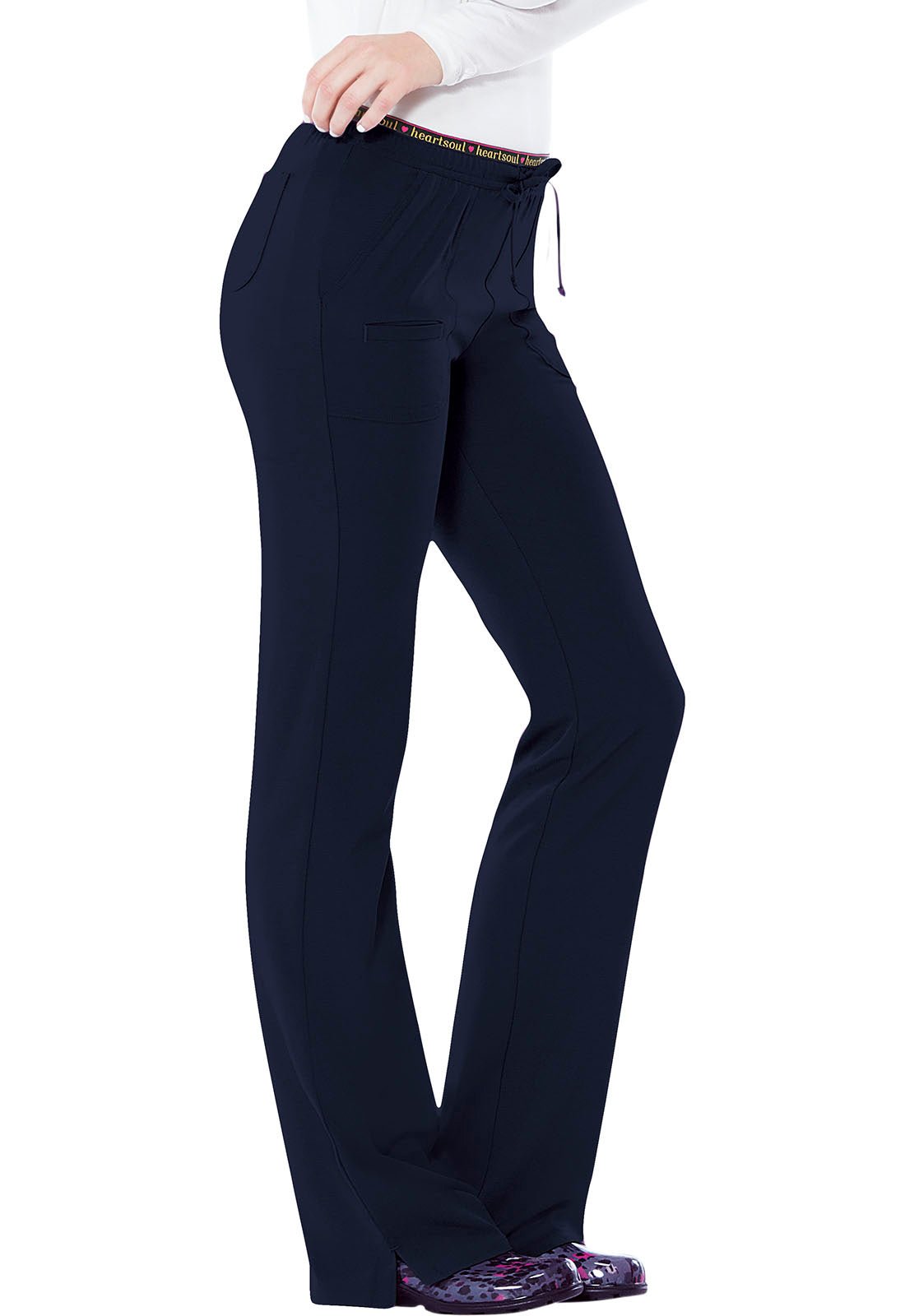 HeartSoul Low Rise Drawstring Pant 20110 in Black, Navy, Pink Party, Red - Scrubs Select