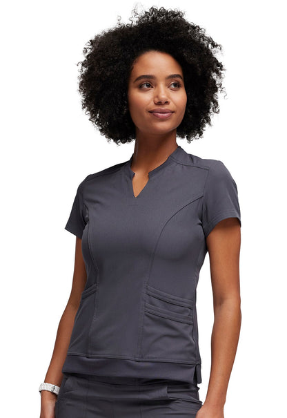 Heartsoul Split Neck Scrub Top HS765 Black, Navy, Pewter, Royal - Scrubs Select