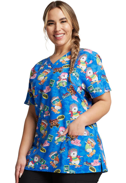 Hedge Hog Dickies Print EDS V Neck Scrub Top DK717 LOTH - Scrubs Select